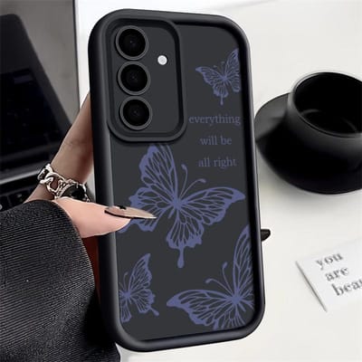 Coque Papillon Pour Samsung Galaxy S24 S23 S22 Ultra S21 S20 FE A55 A14 A34 A15 A25 A35 A52 A56 A54 5G S25 Ultra Housse en Silicone For Samsung S24 gray