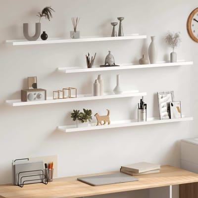 vidaXL - Wandschappen - 4 - st - 100x9x3 - cm - hoogglans - wit