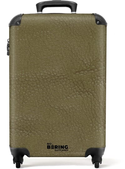 NoBoringSuitcases.com - Koffer - Lederen look forest groen - Past binnen 55x40x20 cm en 55x35x25 cm - Trolley handbagage - Valiezen met wieltjes volwassenen - Reiskoffer op wielen - Rolkoffer lichtgewicht