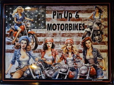 Pin Up & Motorbikes Metalen wandbord 30 x 40 cm.