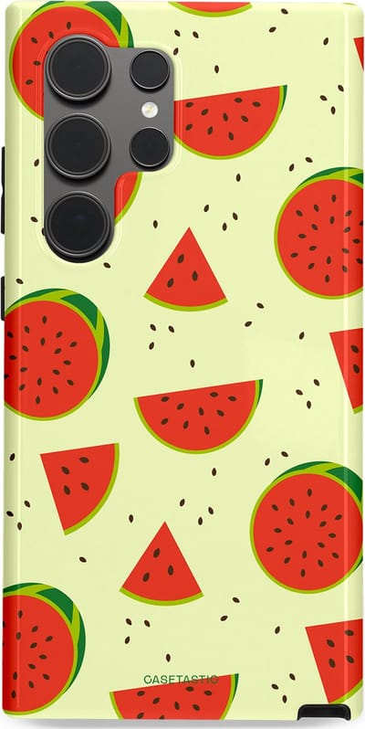 Casetastic Hoesje Geschikt voor Samsung S24 Ultra - Stijlvolle Beschermende Duo-layer Case - Meloen Moment