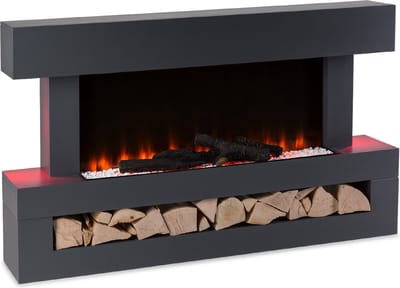 Decoratieve Klarstein-haard met LED-vlammen, elektrische haard met verwarming, 2000W elektrische haard, energiezuinige elektrische haard, wandhaard met afstandsbediening en timer, elektrische haarden met MDF-behuizing