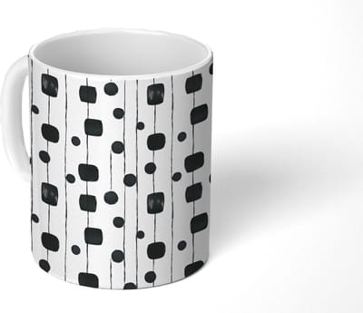 Mok - Koffiemok - Grafisch - Modern - Zwart - Mokken - 350 ML - Beker - Koffiemokken - Theemok