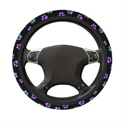 Stuurhoes auto hondenpootjes - Stuurhoes voor hondenliefhebbers - Stuurhoes Auto Hond - Hondenpootjes Stuurhoes - Paars Blauw - Petshop Seven