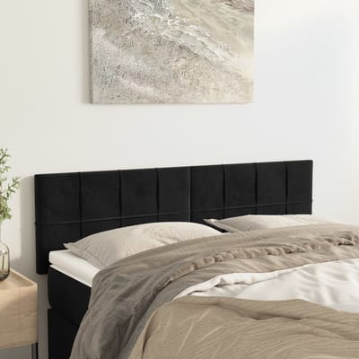 vidaXL - Hoofdborden - 144x5x78/88 - cm - fluweel - zwart