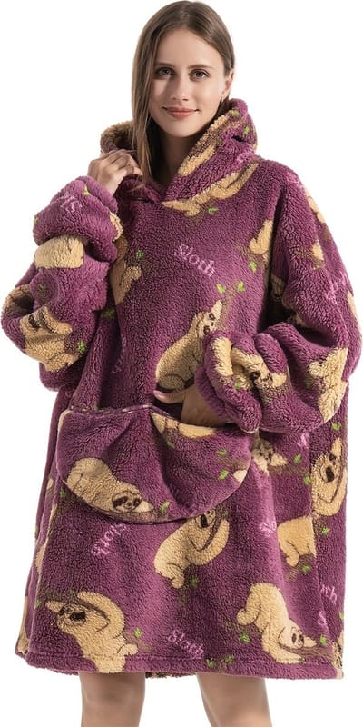 Livano Hoodie Deken Met Mouwen - Plaid - Knuffeldeken - Onesie - Fleece Blanket - Dames - Heren - Kinderen - Extra Zacht & Warm - Luiaard