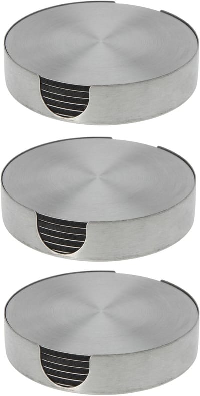 Bellatio Design Onderzetters - 18x - zilver - rvs - 10 cm - rond - schuimlaag