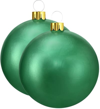Christmas Decoration mega grote kerstbal - 2x - 65 cm - groen - opblaasbaar