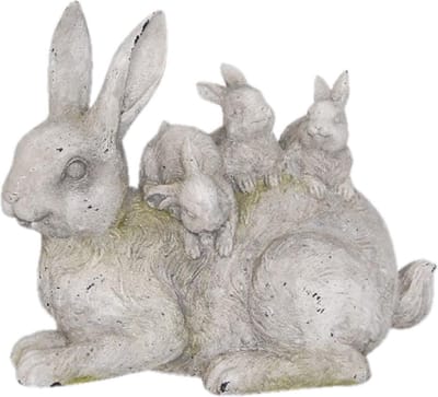 Clayre & Eef Decoratie Beeld Konijn 34*18*29 cm Grijs Kunststof Decoratief Figuur Decoratieve Accessoires Woonaccessoires