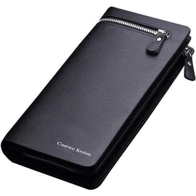Lederen herenportemonnee, luxe zakelijke bifold met ritssluiting, muntzakje, kaarthouder, multifunctionele portemonnee voor heren-clutch