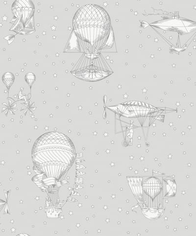 Dutch Wallcoverings - Little Kids- Aeronefs grijs - vliesbehang - 10m x 53cm - JR3011