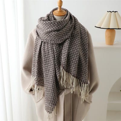 Heren Sjaal Winter Dik Warm Houden Kwastjes Kasjmier Zakelijk Lange Sjaal Wraps Kamperen Wandelen Sjaal Sjaal Klassieke Sjaal 220X70CM gray