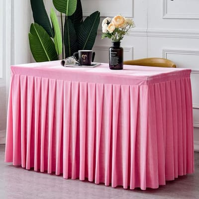 Fluwelen tafelkleed Rechthoekige conferentie-expositietafelhoes Wit / Zwarte tafelrok voor bruiloft, evenement, feest, bureaudecoratie 160x40x75cm
