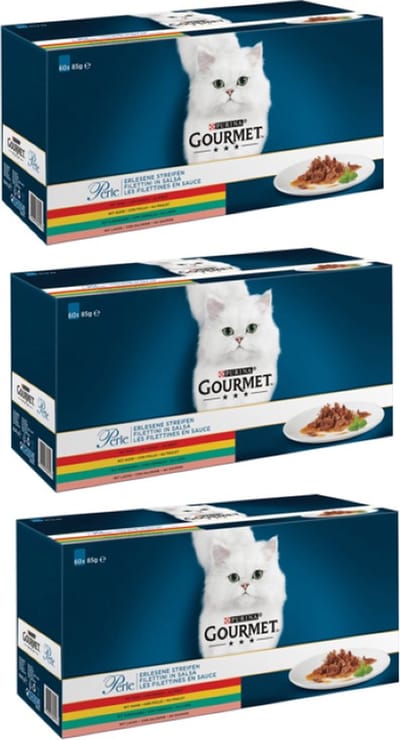 3x Gourmet Perle - Mini Filets in Saus - Kattenvoer - 60x85g