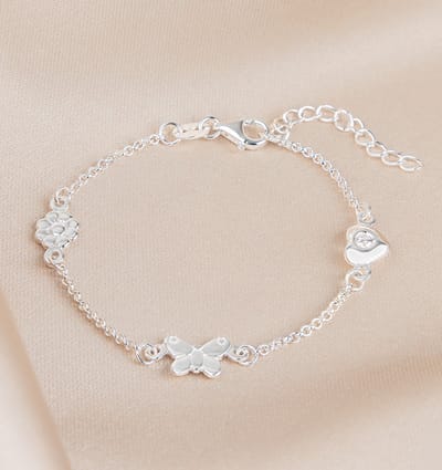 Bedelarmband Inline met 3 Bedeltjes - Zilver - Armbandjes