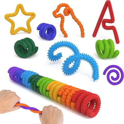 Sensorische fidgetsticks set van 8 stuks, kleurrijk stretch speelgoed voor kinderen, ideaal voor stressverlichting en concentratieverbetering