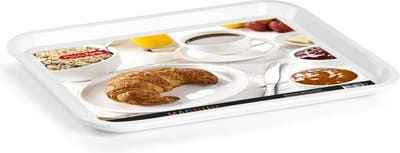 Plasticforte dienblad/serveerblad - Kunststof - 41 x 31 cm - wit - kopjes en glazen tray - keuken