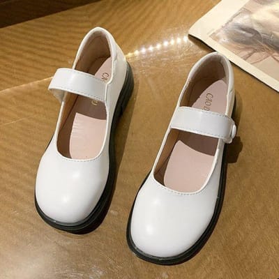 Lente Vrouwen Flats Mary Janes Schoenen Platform Lolita Schoenen Meisjesschoenen Wit Lage Hak Casual Leer 38 wit
