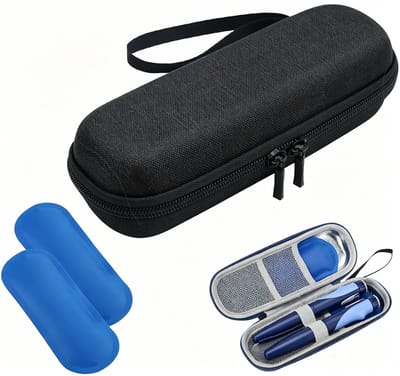 Lnsuline Koeltas- met 2 Koelelementen - Tas Medische Etui voor Insulinepennen - Waterdichte en Thermisch Isolerende Medicijnen Koeltas voor op Reis en Kamperen - Compact Medicatjetasje -zwart