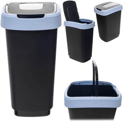 Morin 25L afvalbak met draaiklep, zwart en blauw