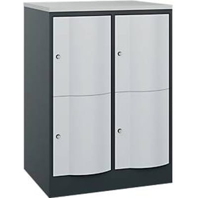 C+P Resisto lockerkast, 2 vakken, 4 legborden, B 772 x D 640 x H 1077 mm, antracietgrijs/lichtgrijs