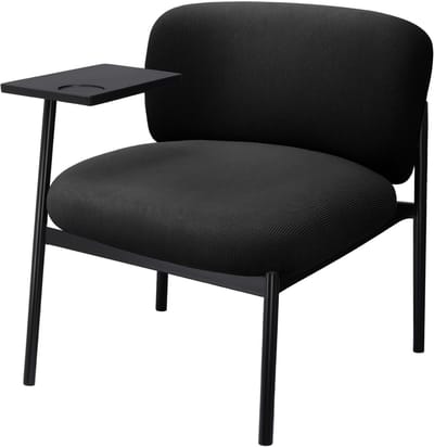 COMHOMA - Loungestoel Fauteuil - Moderne Gestoffeerd met Metalen Poten - Zwart
