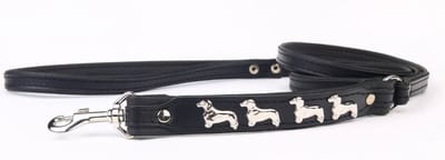 Dog's Companion - Leren Hondenriem Teckel - Lengte: 120cm (12 mm), Kleur: Zwart