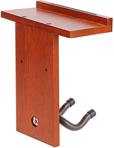Gitaarophanging Muur - Instrumenten Hanger - Muziek Opslag - Met Plectrum Houder - 24x10x22 cm - Houtkleur