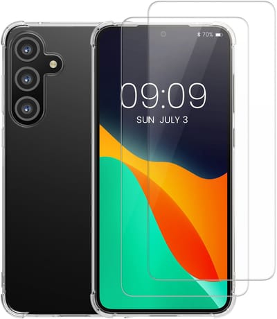 kalibri telefoonhoesje geschikt voor Samsung Galaxy A54 5G hoesje - Smartphone case met 2x screenprotectors - Mobiele telefoon cover in transparant