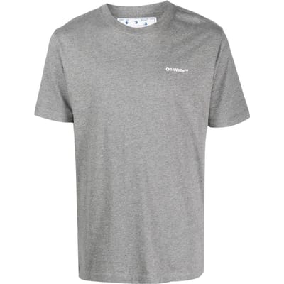 OFF-WHITE Wave Outl Diag Slim Korte Mouw T-shirt Grijs/Wit Heren Streetwear OMAA027C99JER0160801 L gray