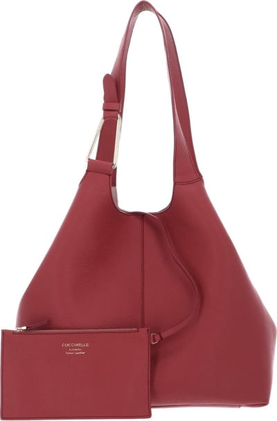COCCINELLE Leren Schoudertas Brume Handbag Grained Leather Pot Lichtrood