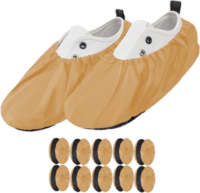 FEROCITY - Schoenovertrekken - Antislip, herbruikbaar - Unisex - Erwachsene - EU 38-45, 5 paren - Polyester - Sinaasappel
