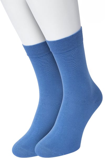 Bonnie Doon Basic Sokken Dames Delfts Blauw maat 36/42 - 2 paar - Basis Katoenen Sok - Gladde Naden - Brede Boord - Uitstekend Draagcomfort - Perfecte Pasvorm - 2-pack - Multipack - Effen - Delfts Blue - OL834222.211