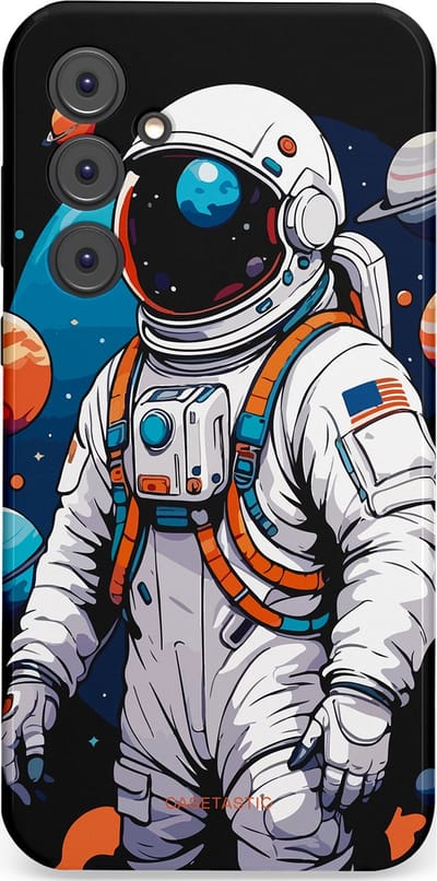 Casetastic Hoesje Geschikt voor Samsung A35 - Stijlvolle Beschermende Duo-layer Case - Astronaut in space