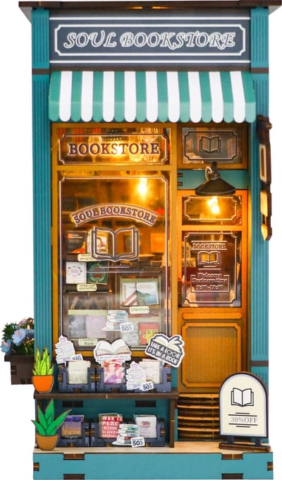 Hongda - Book Nook - DIY Miniatuur Huisjes - Modelbouwpakket - Houten Modelbouw - Tieners (14+) - Volwassenen - Houten Boekensteun - Soul Bookstore (M2314)