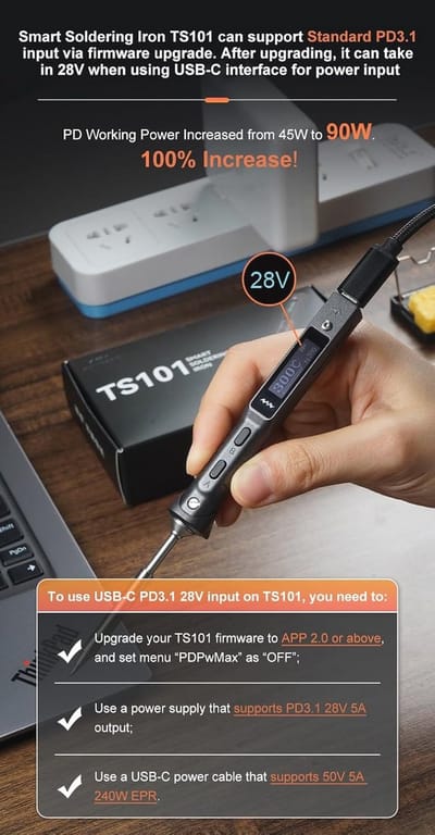 Draagbare Digitale Soldeerbout met Temperatuurregeling van 50-400 °C en USB-C