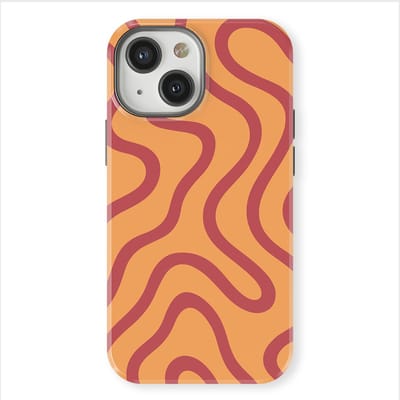 DripCase Curvy Lines Hoesje geschikt voor iPhone 13 Mini | Backcover met Mag | Design Tough Case geschikt voor iPhone 13 Mini Terracotta Twist