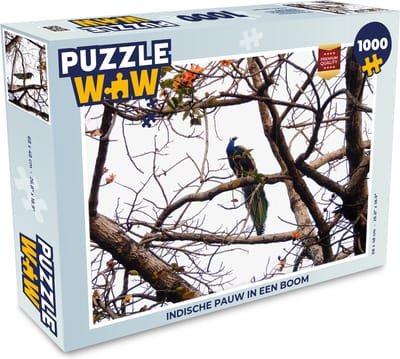 Puzzel Indische pauw in een boom - Legpuzzel - Puzzel 1000 stukjes volwassenen