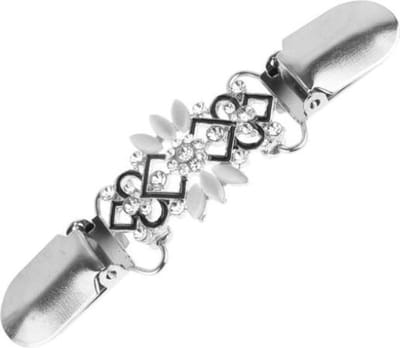 Fako Bijoux® - Vestsluiting - Vestclip - Sjaalspeld - Vestklem - Kristal - Kattenoog - Zilverkleurig