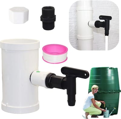 Regenwateromlei set - Regenpijpcollector - Water Besparen - Eenvoudige Montage - 75mm - Grijs