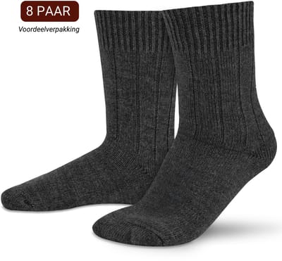 Sukats® Alpaca Sokken - Wollen Sokken - Warme Sokken - 8 Paar - Maat 35-38 - Antraciet - Verwarmde Sokken - Wintersokken - De Moderne Geitenwollen Sokken Dames