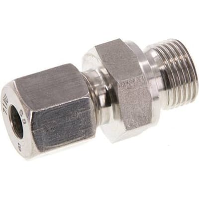 G 3/8'' Buitendraad x 8S RVS Rechte Snijring Koppeling met FKM Afdichting 630 Bar DIN 2353 - FL2S-MC-STFP-038G-08-S