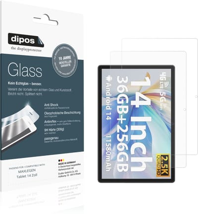 dipos – 2x Matte Pantserfolie geschikt voor MAXLEGEN Tablet 14 Zoll | 9H Screenprotector