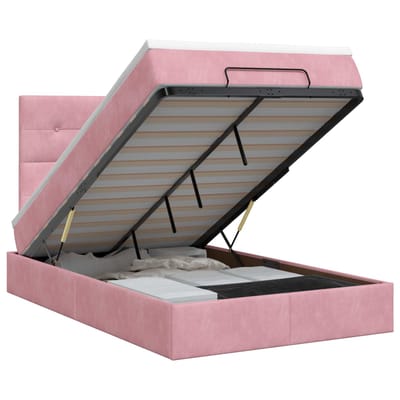 vidaXL - Ottoman - bed - met - matras - Roze - 120 - x - 200 - cm - Fluweel