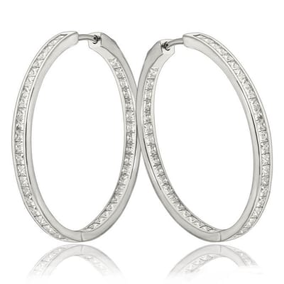 Juwelier Zwartevalk - Zilveren (gerhodineerd) oorbellen met zirkonia - 22.047/30 mm