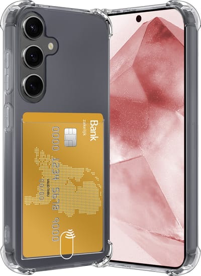 Hoesje - Geschikt voor Samsung Galaxy A55 - Met Pashouder en Kaarthouder - Telefoon Hoes Shockproof - Siliconen Case - Back Cover - Shock Proof - Pasjes Houder - Transparant