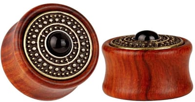 Dailygoods- Oordoppen 8 Stuks - Organisch Hout - Zadel/Oordop - Stretching/Piercings - Maten 8-25 mm - Individuele Geschenkdoos