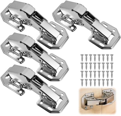 Dailygoods- Opschroefscharnieren met hydraulische demping - Softclose - Inboorscharnier - Kastdeur - Houten deur - 4 stuks - Hoogwaardig koudgewalst staal - Kastscharnier