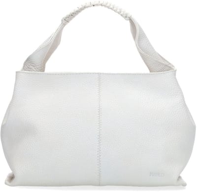 Manfield - Witte handtas met gevlochten handvat