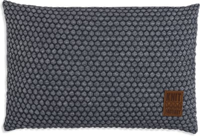 Knit Factory Juul Sierkussen - Rechthoekig kussen - Kussen woonkamer - Bank kussen - Decoratie kussen - Antraciet/Licht Grijs - 60x40 cm - Kussenhoes inclusief kussenvulling